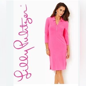 Lilly Pulitzer Reema Polo Dress Hot Pink size large